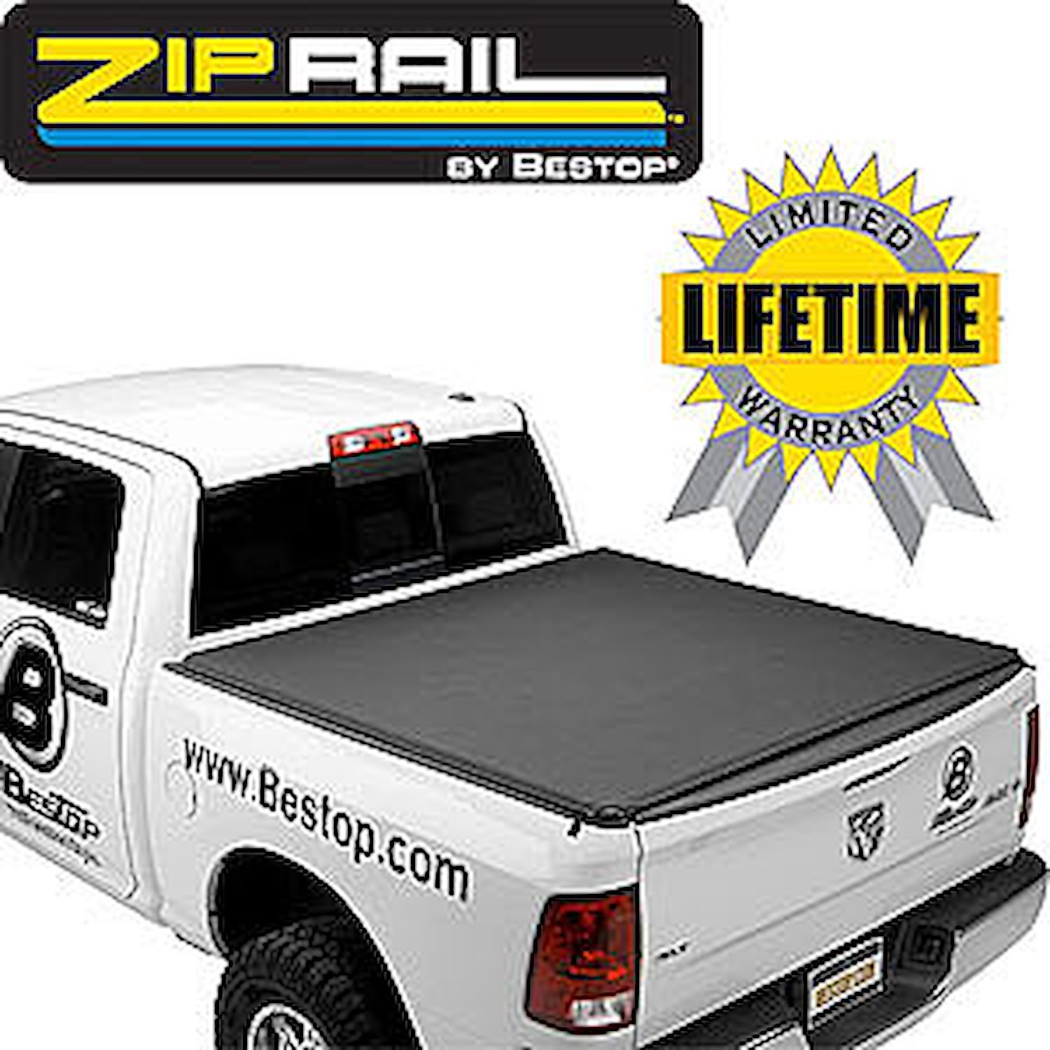 ZipRail Soft Tonneau Cover, Black, Without Bed Rail Storage,