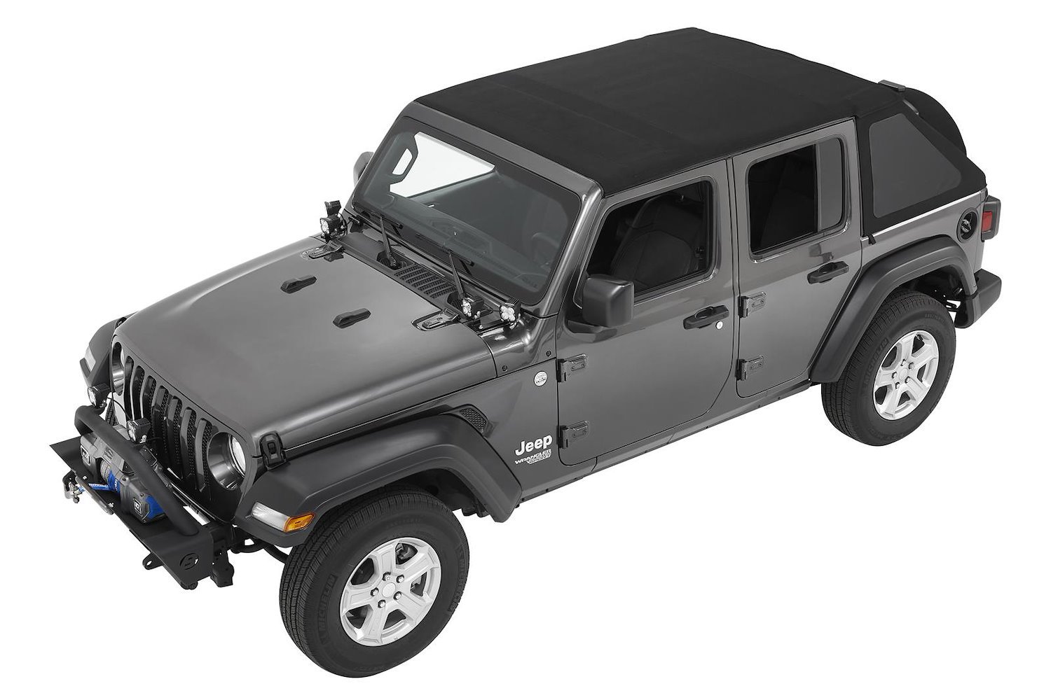 Bestop 56862-17: Trektop Slantback Soft Top | Fits Jeep Wrangler JL 2-Door  | Complete Fastback Style Soft Top | Black Twill Material | Tinted Side &  Rear Windows | Includes Mounting Hardware - JEGS
