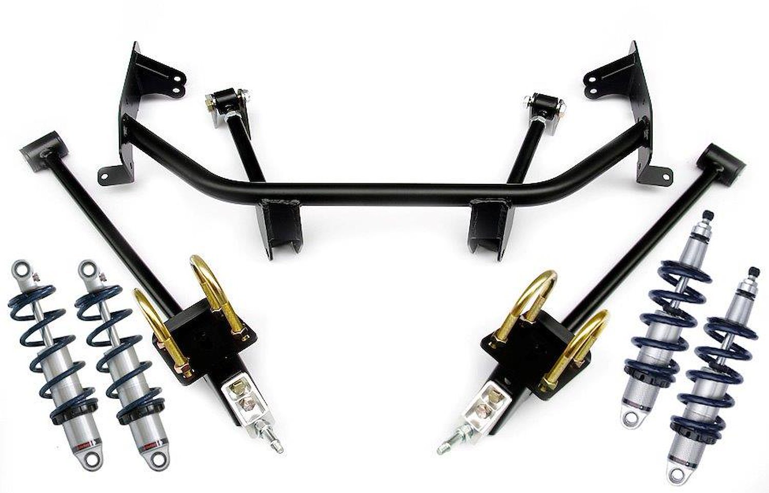 Level 2 CoilOver System for 60-64 Galaxie. Includes front and rear HQ Series CoilOvers and Bolt-On 4 Link.