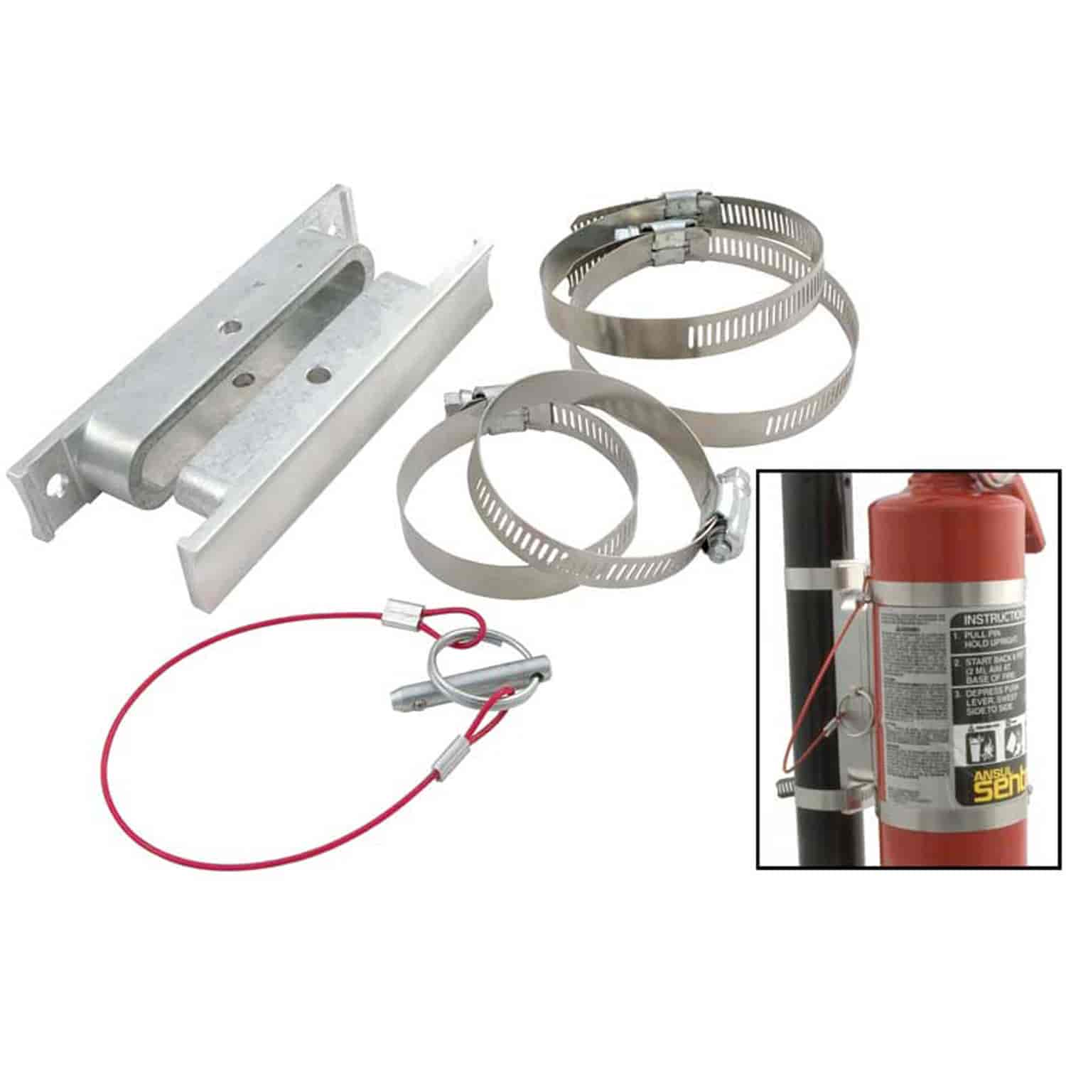 Quick-Release Fire Extinguisher Mount For 2-1/2 lb Bottle Extinguishers