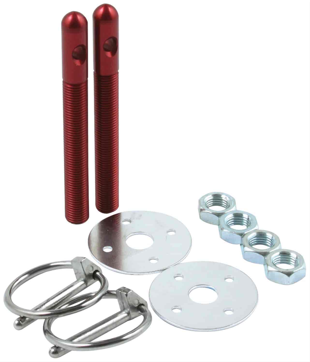Aluminum Hood Pin Kit 3/8" Kit Red Anodized