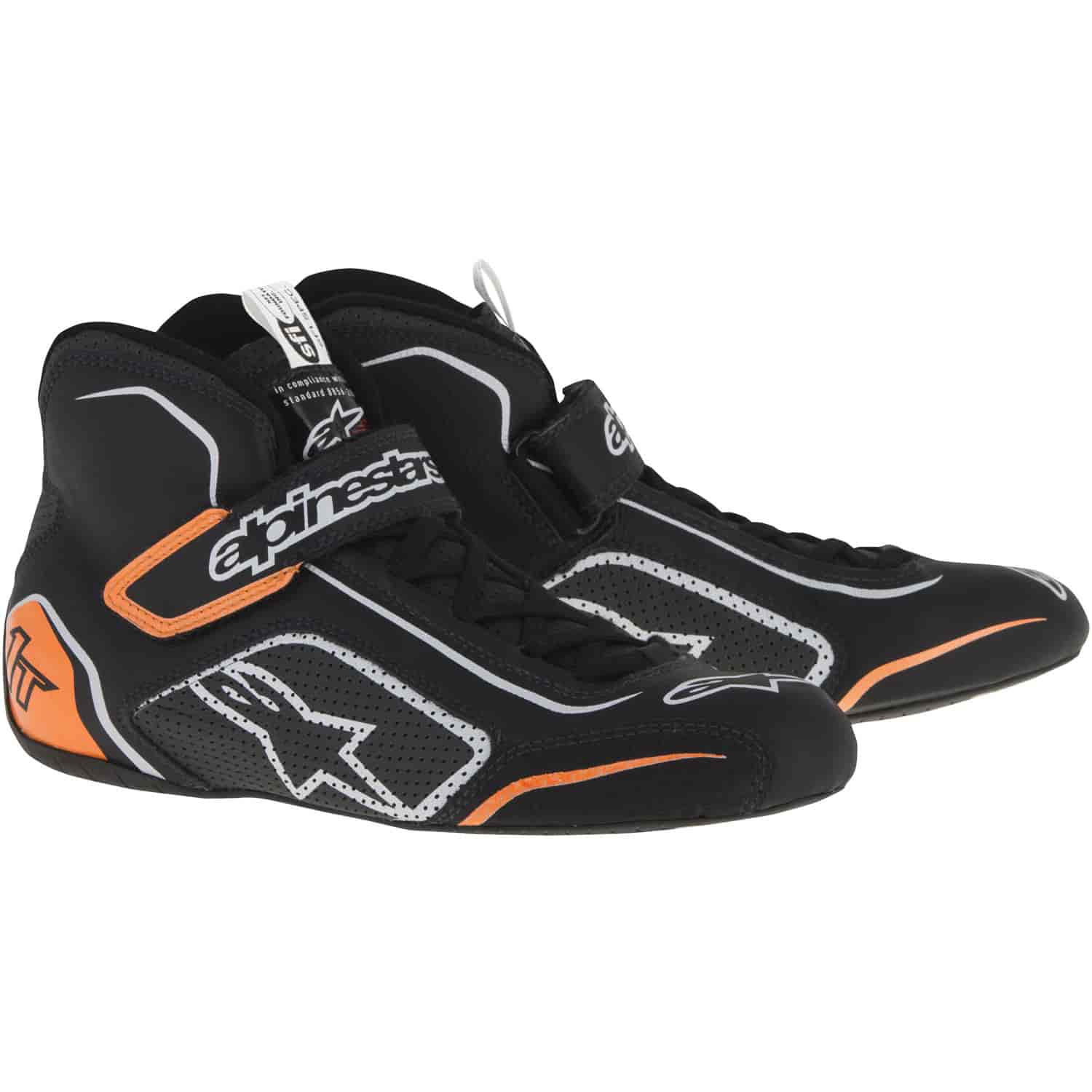Tech 1-T Shoes Black/Orange/Silver SFI 3.3/5