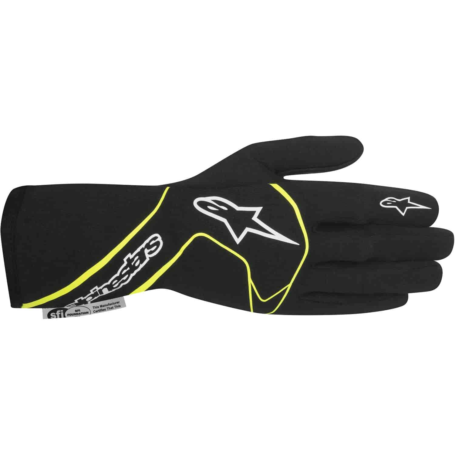 Tech 1 Race Gloves Black/Yellow Fluorescent SFI 3.3/5