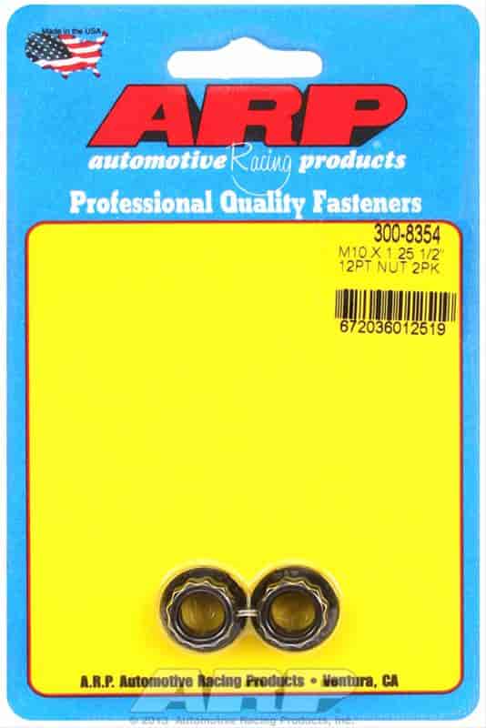 12-Point Nuts Black Oxide M10 x 1.25 12mm Socket Size 2/pkg