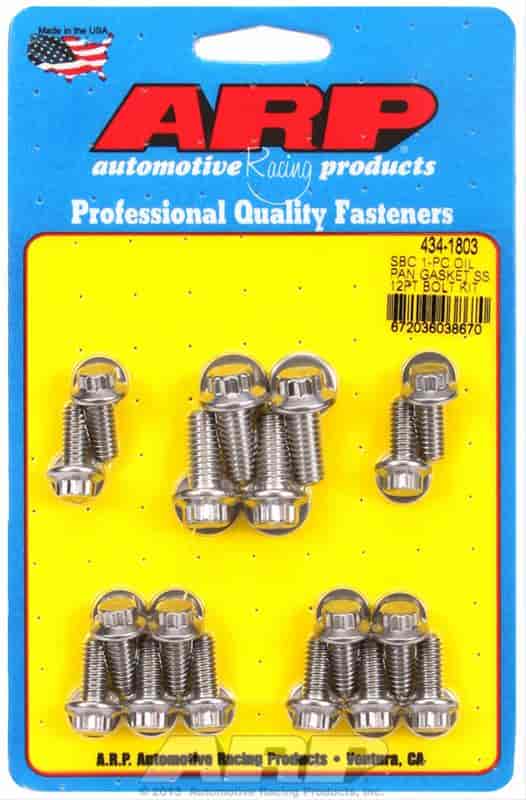 Stainless Steel Oil Pan Bolts Small Block Chevy With 1-Piece Rubber Gasket