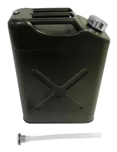 Jerry Can Olive 5.4 gallon Includes a plastic pour spout, vent and travel cap