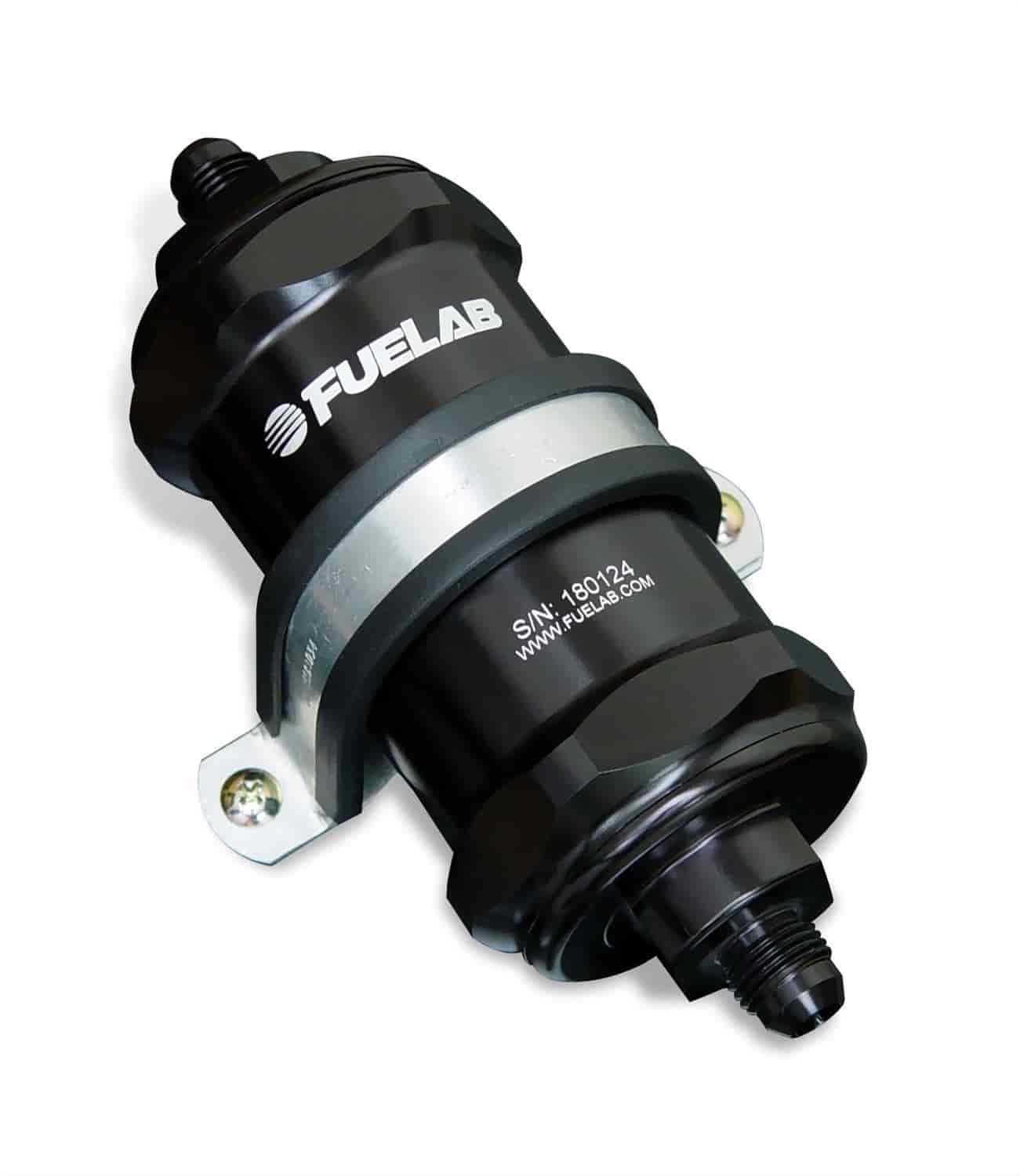 In-Line Fuel Filter Standard Length -6AN Inlet/-12AN Outlet 10 micron replaceable fabric element