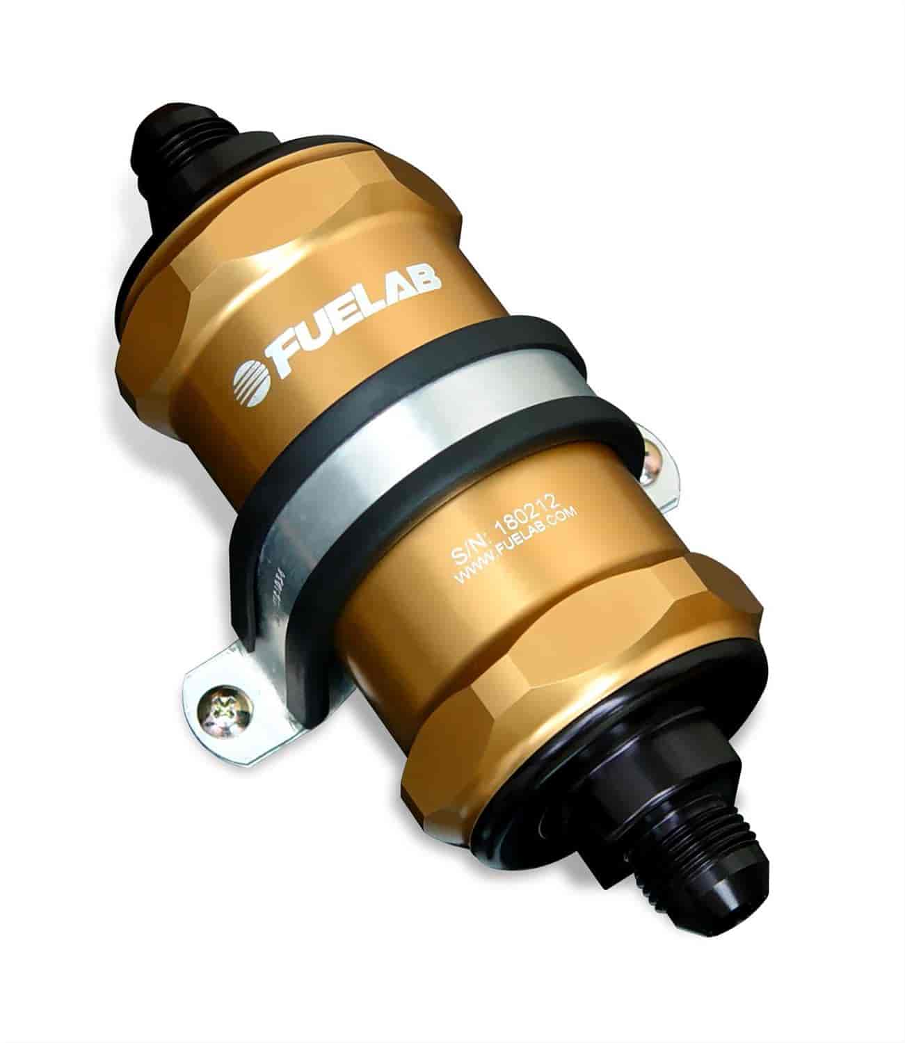 In-Line Fuel Filter Standard Length -8AN Inlet/-12AN Outlet 10 micron replaceable fabric element