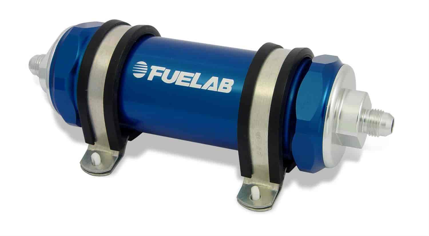 In-Line Fuel Filter Long Length -8AN Inlet/-6AN Outlet 75 micron stainless steel element