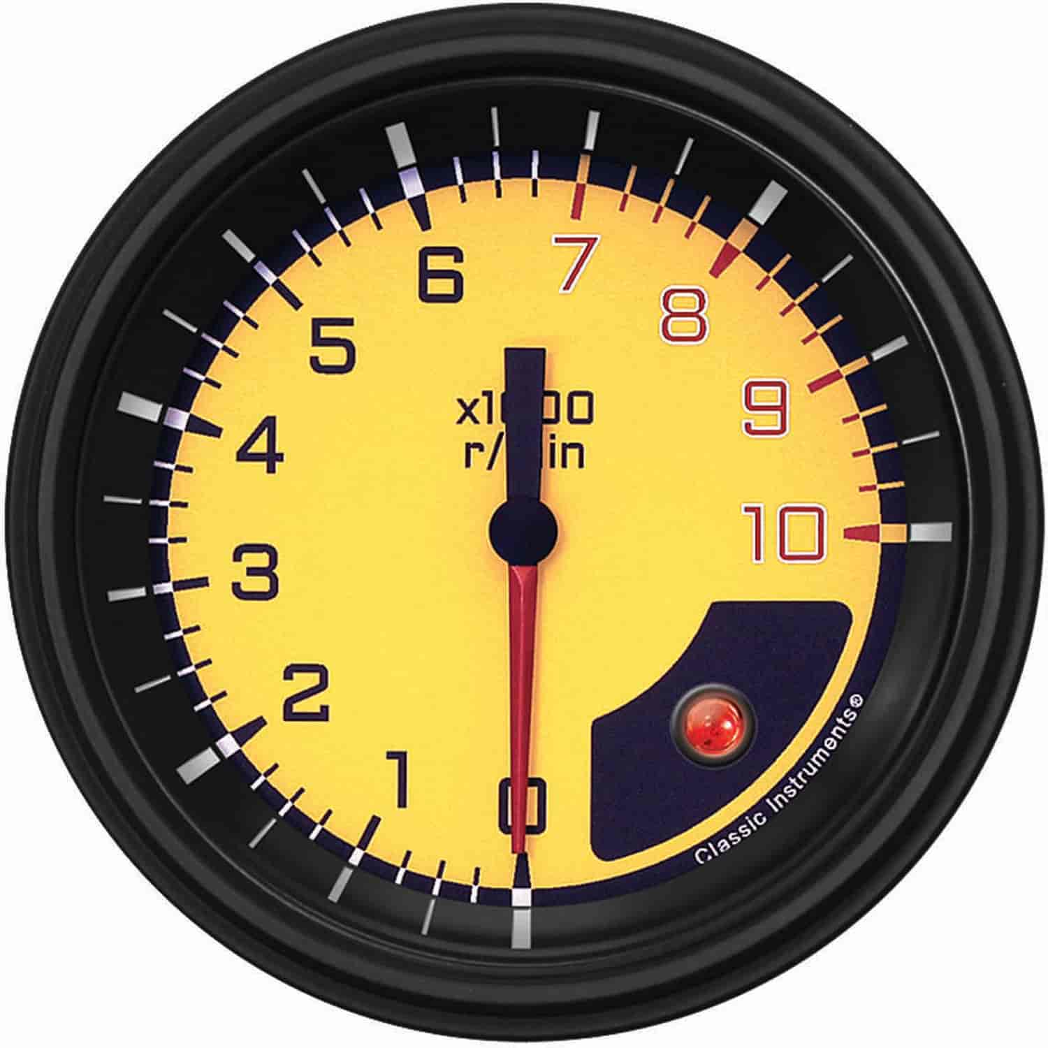 Yellow AutoCross Series Tachometer 3-3/8