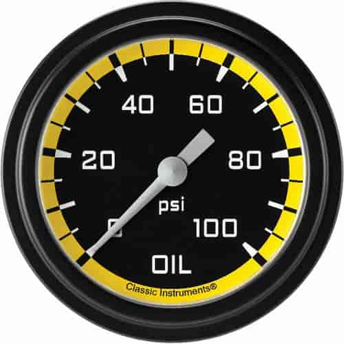 Autocross Yellow w/ Black Bezel 2 ? Oil Press 100psi Full Sweep