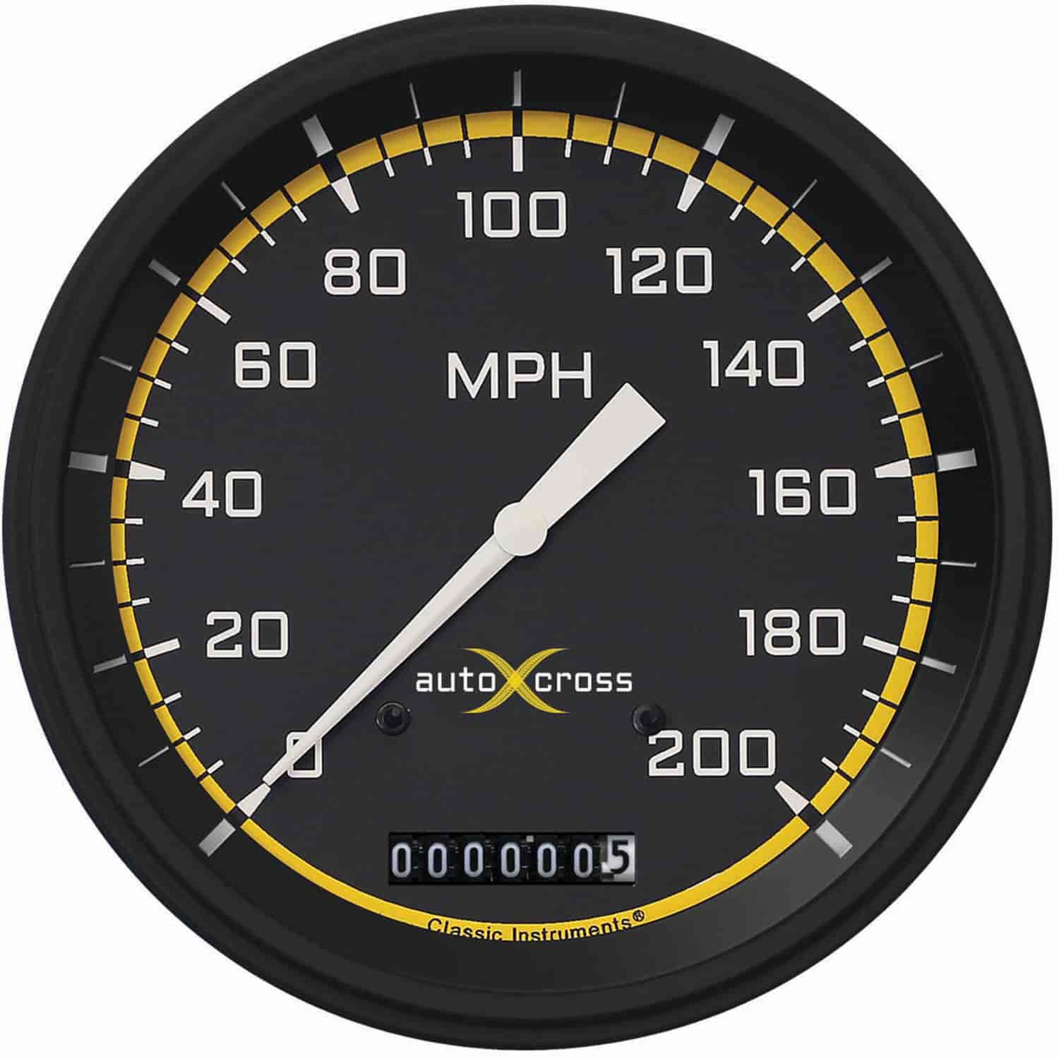 Yellow AutoCross Series Speedometer 4-5/8