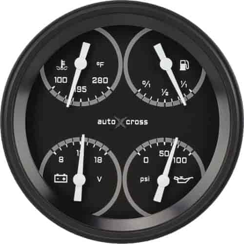 Gray AutoCross Series Quad Gauge 4-5/8" Electrical Includes: