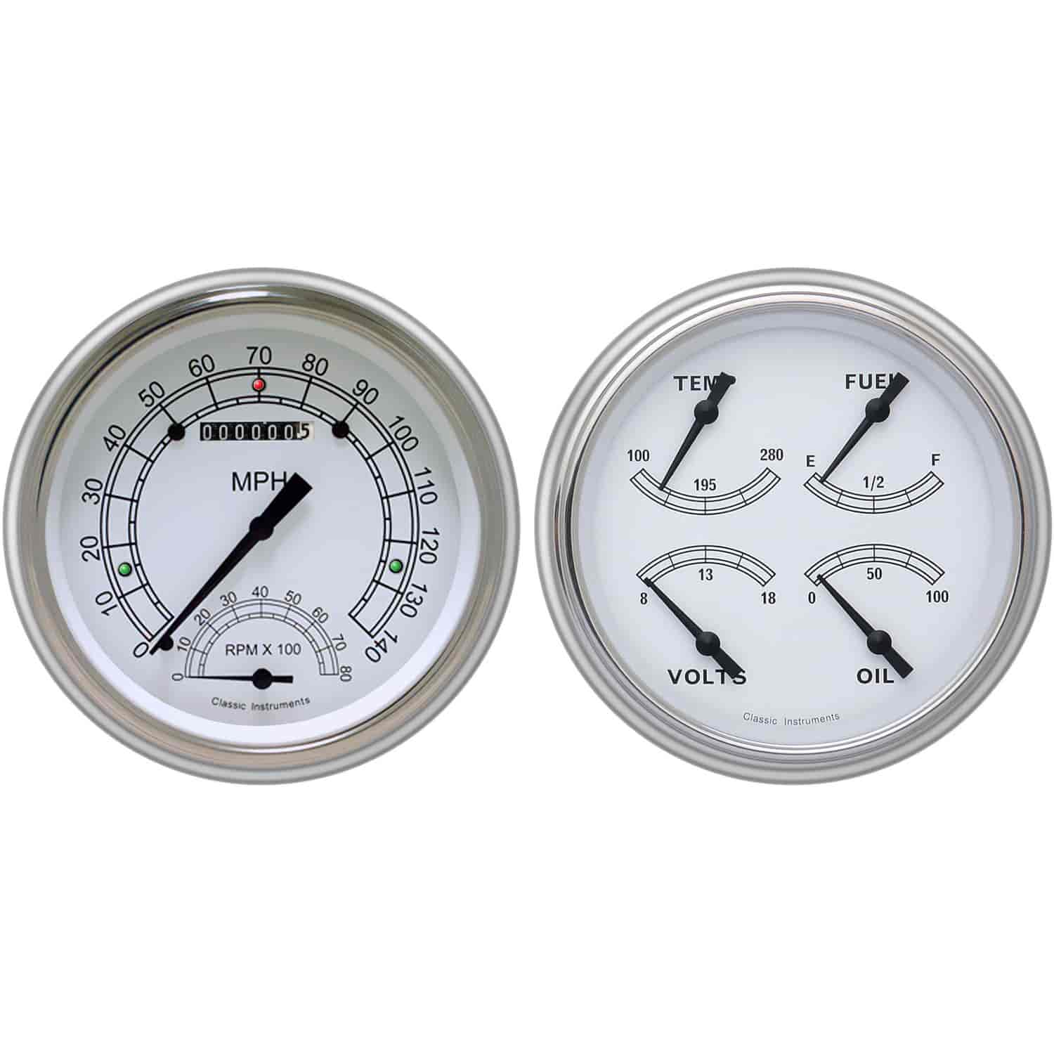 Classic White Series Gauge Package 1951-52 Chevy Car Includes: