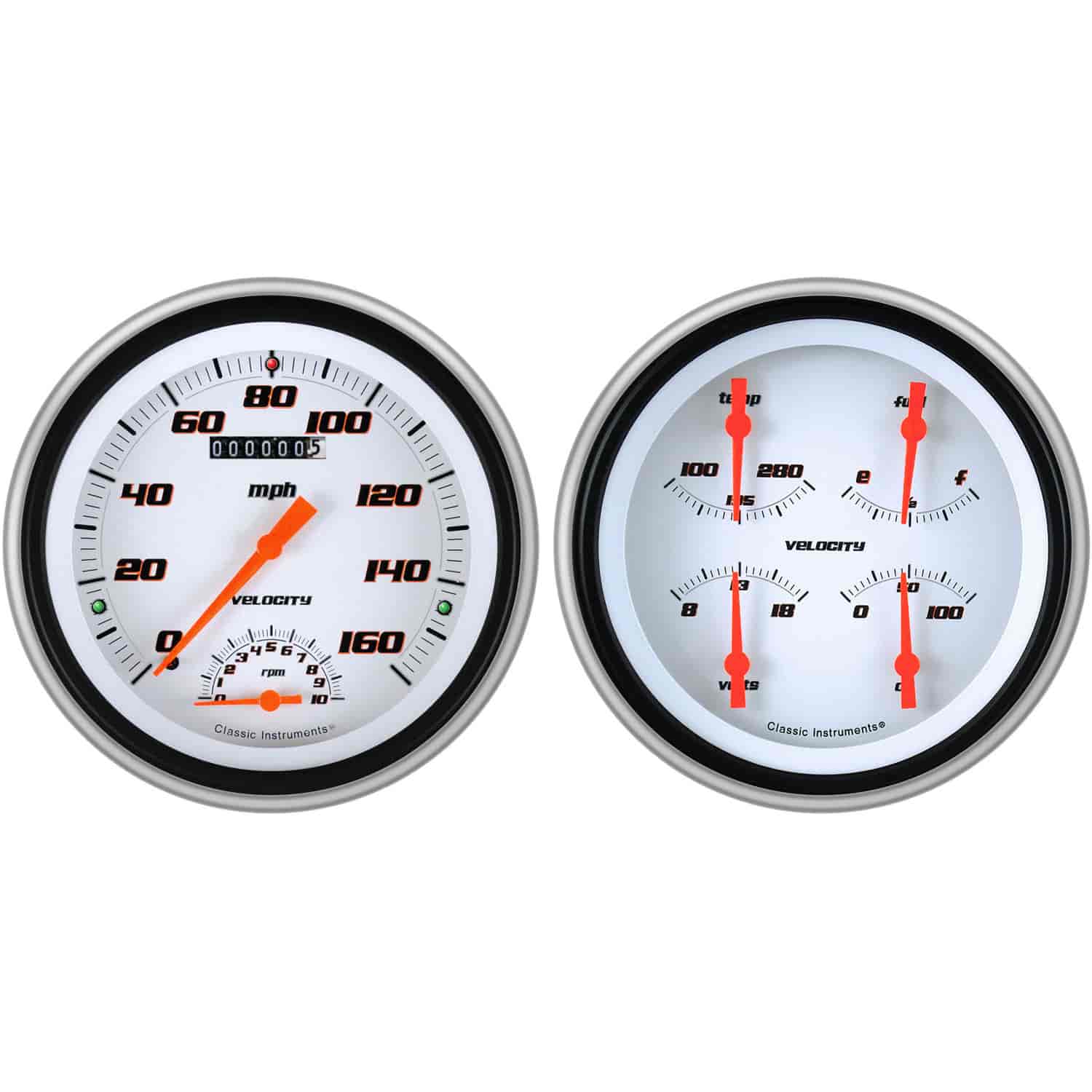 Velocity Series White Gauge Package 1951-52 Chevy Car Includes: