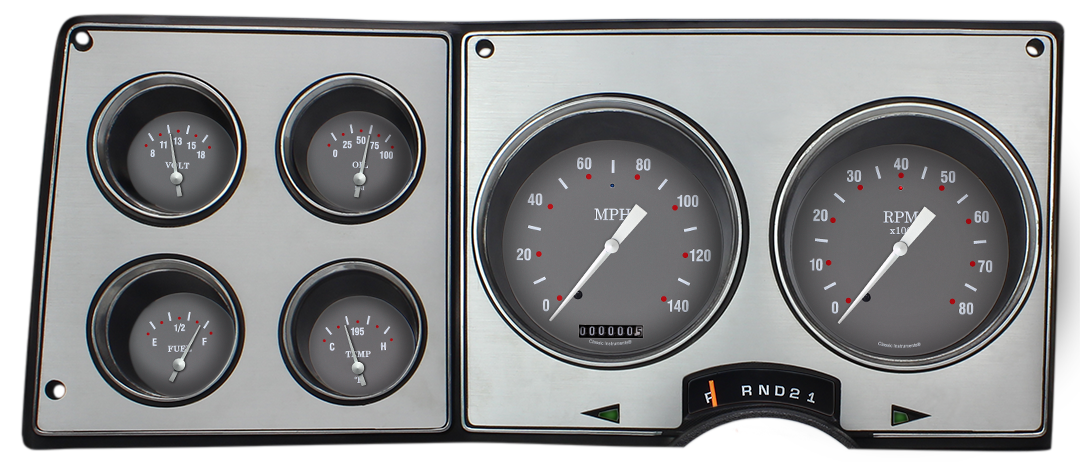 Direct-Fit Square Body Gauge Cluster Silver Gray Series