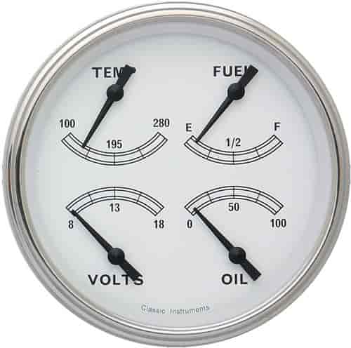 Classic White Series Quad Gauge 4-5/8" Electrical Includes: