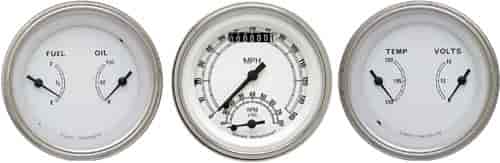 Classic White Series 3-Gauge Set 3-3/8" Electrical Ultimate Speedometer (140 mph)