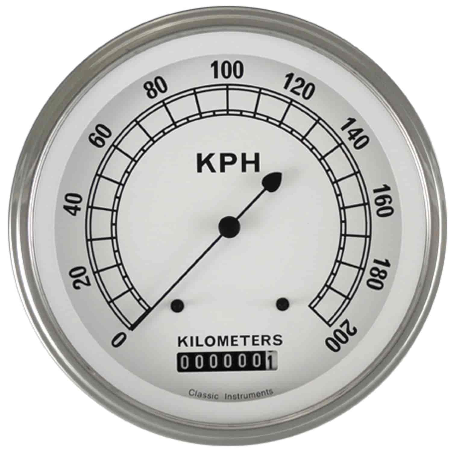 Classic White Series Speedometer 4-5/8" Electrical