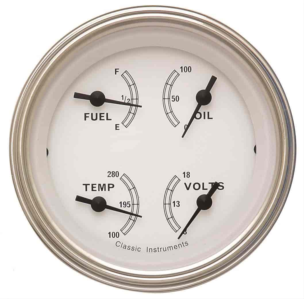 Classic White Series Quad Gauge 3-3/8" Electrical Includes: