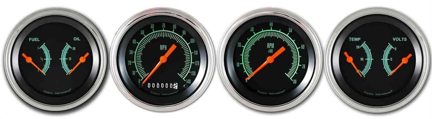 G-Stock Series 4-Gauge Set 3-3/8" Electrical Speedometer (140 mph)