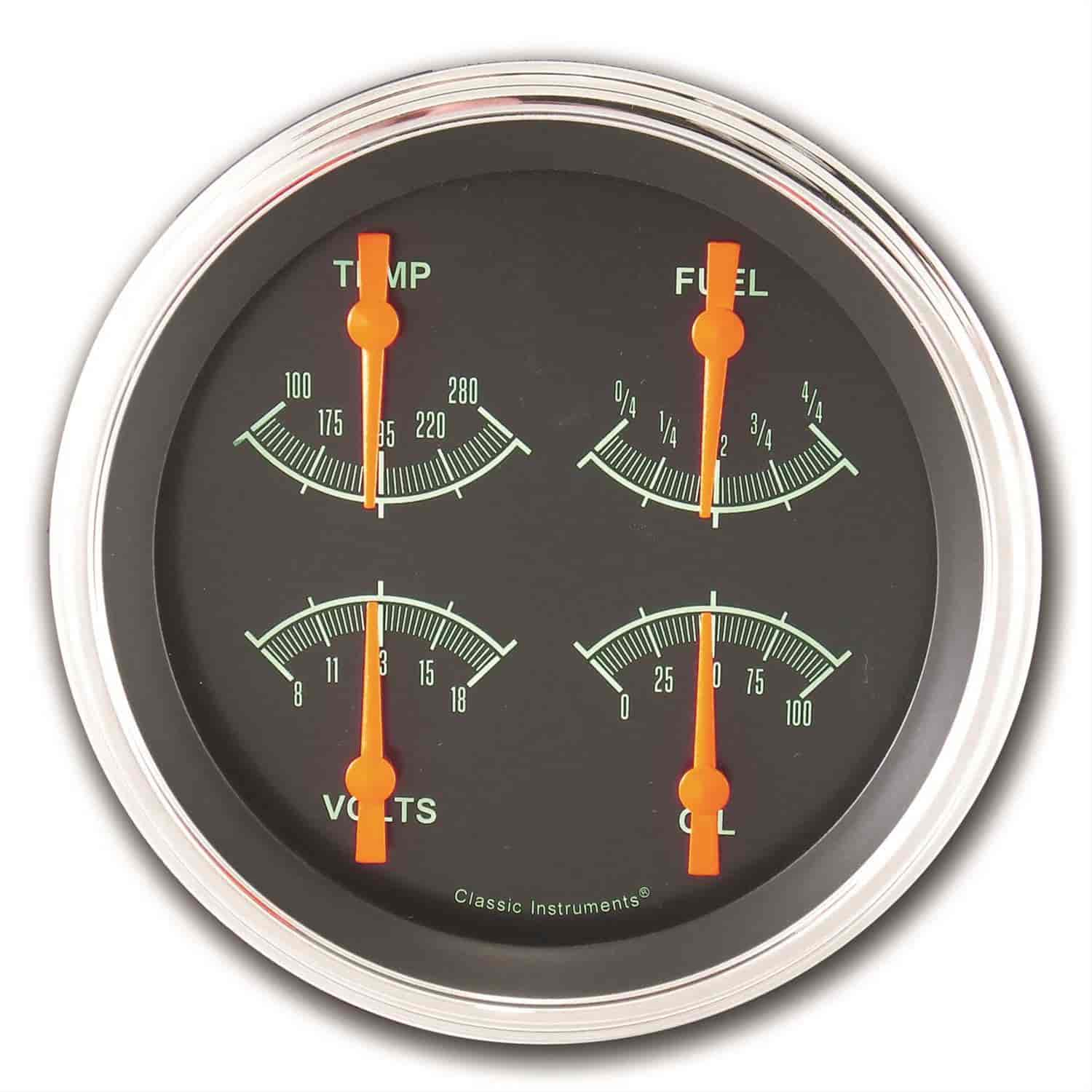 G-Stock Series Quad Gauge 4-5/8" Electrical Includes: