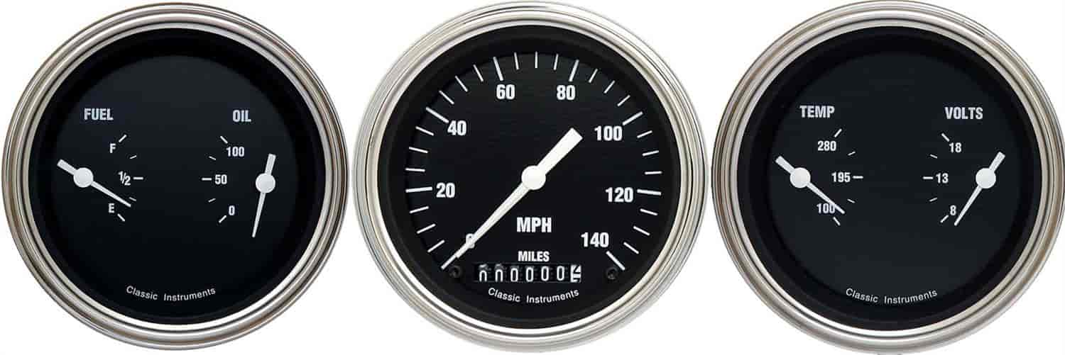 Hot Rod Series 3-Gauge Set 3-3/8" Electrical Speedometer (140 mph)