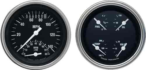 Hot Rod Series 2-Gauge Set 3-3/8" Electrical Ultimate Speedometer (140 mph)