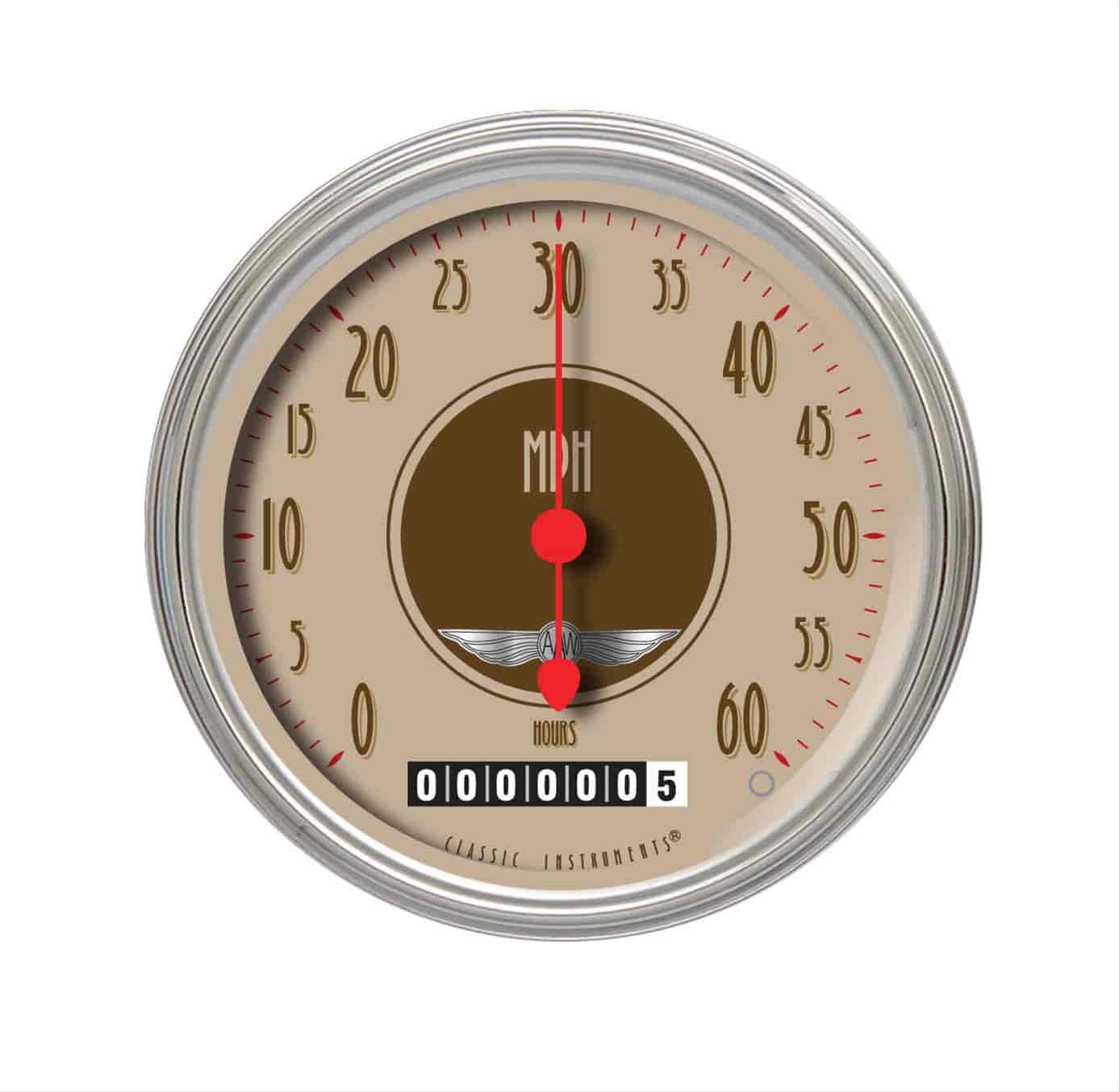 Low Speed Series Speedometer with Hour Meter All American Nickel Style