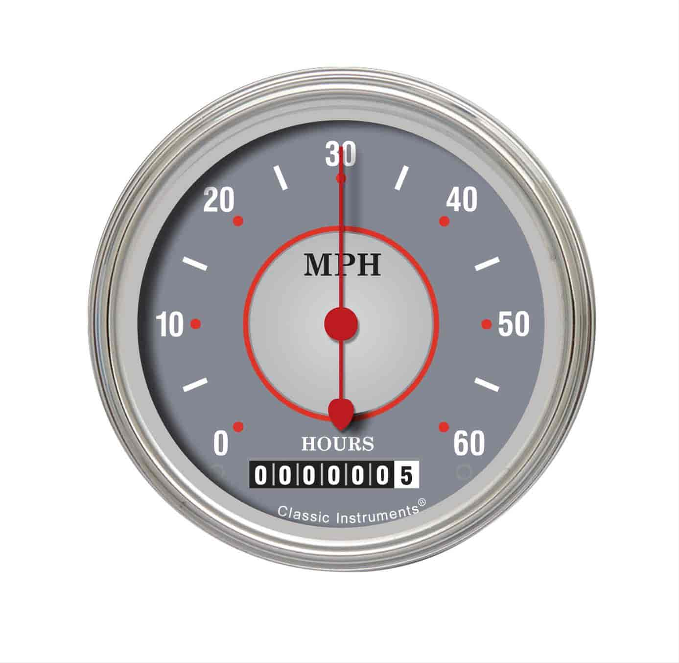 Low Speed Series Speedometer with Hour Meter Silver Style
