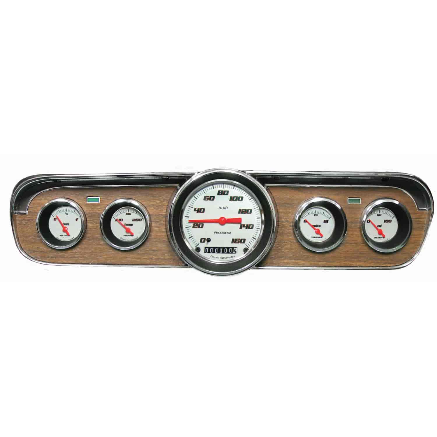 Velocity Series White Gauge Package 1965-66 Mustang Includes:
