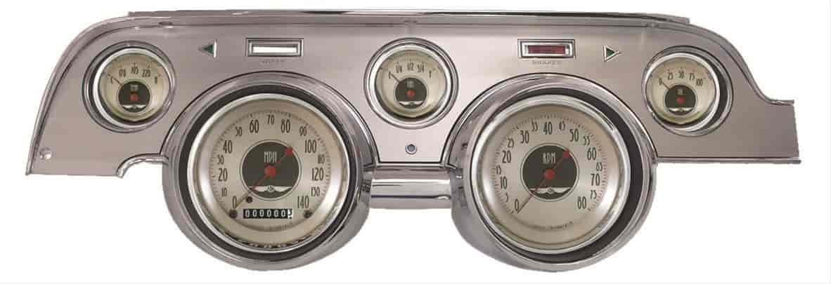 All-American Nickel Series Instrument Package (Brushed Aluminum Housing) 1967-68 Mustang Includes: