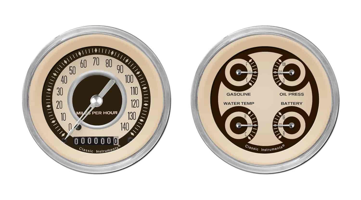 Nostalgia VT Series 2-Gauge Set 3-3/8" Electrical Speedometer (140 mph)