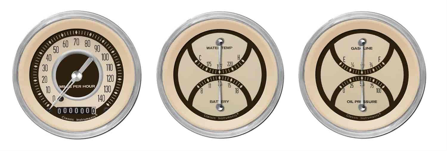 Nostalgia VT Series 3-Gauge Set 3-3/8" Electrical Speedometer (140 mph)