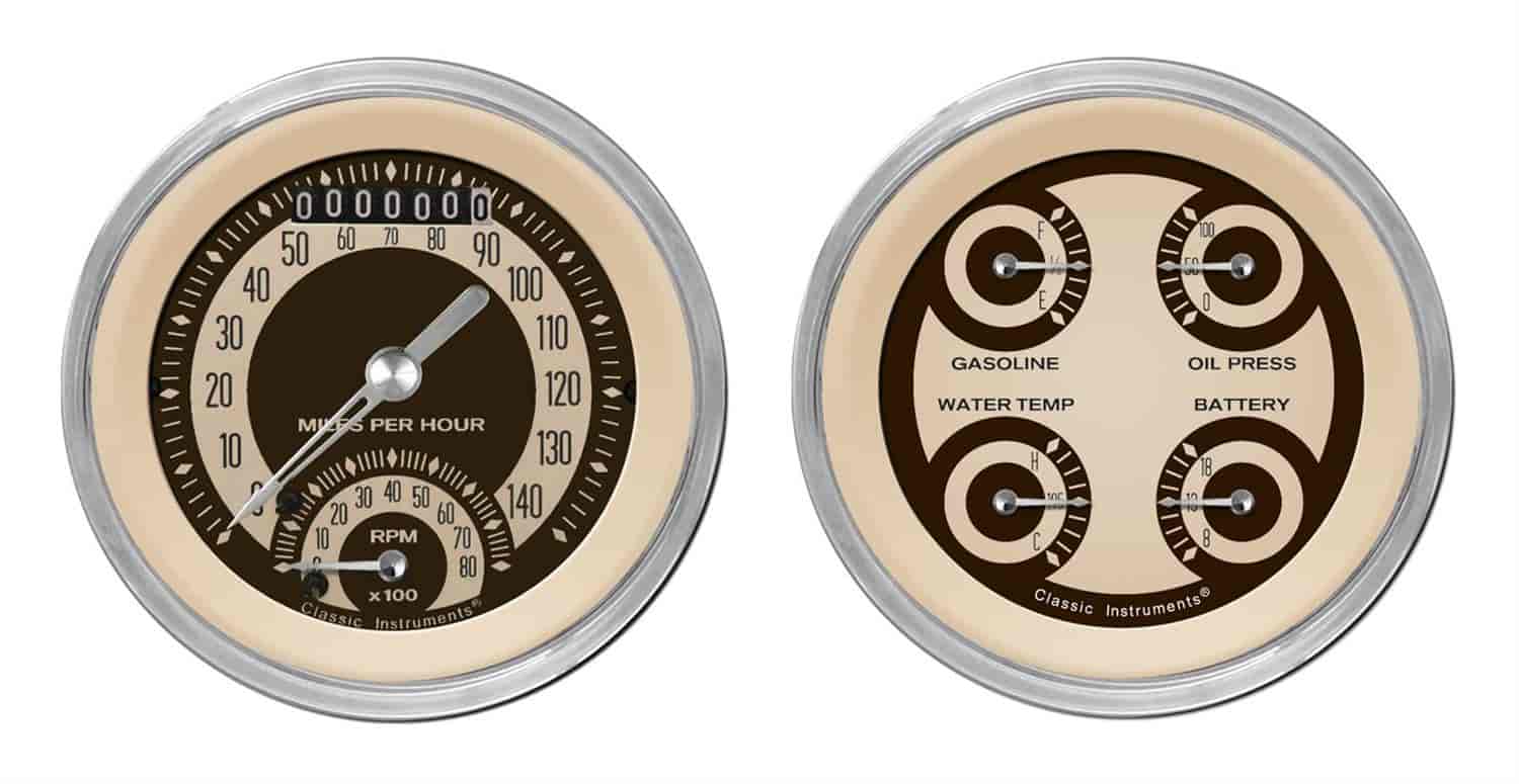 Nostalgia VT Series 2-Gauge Set 3-3/8" Electrical Ultimate Speedometer (140 mph)