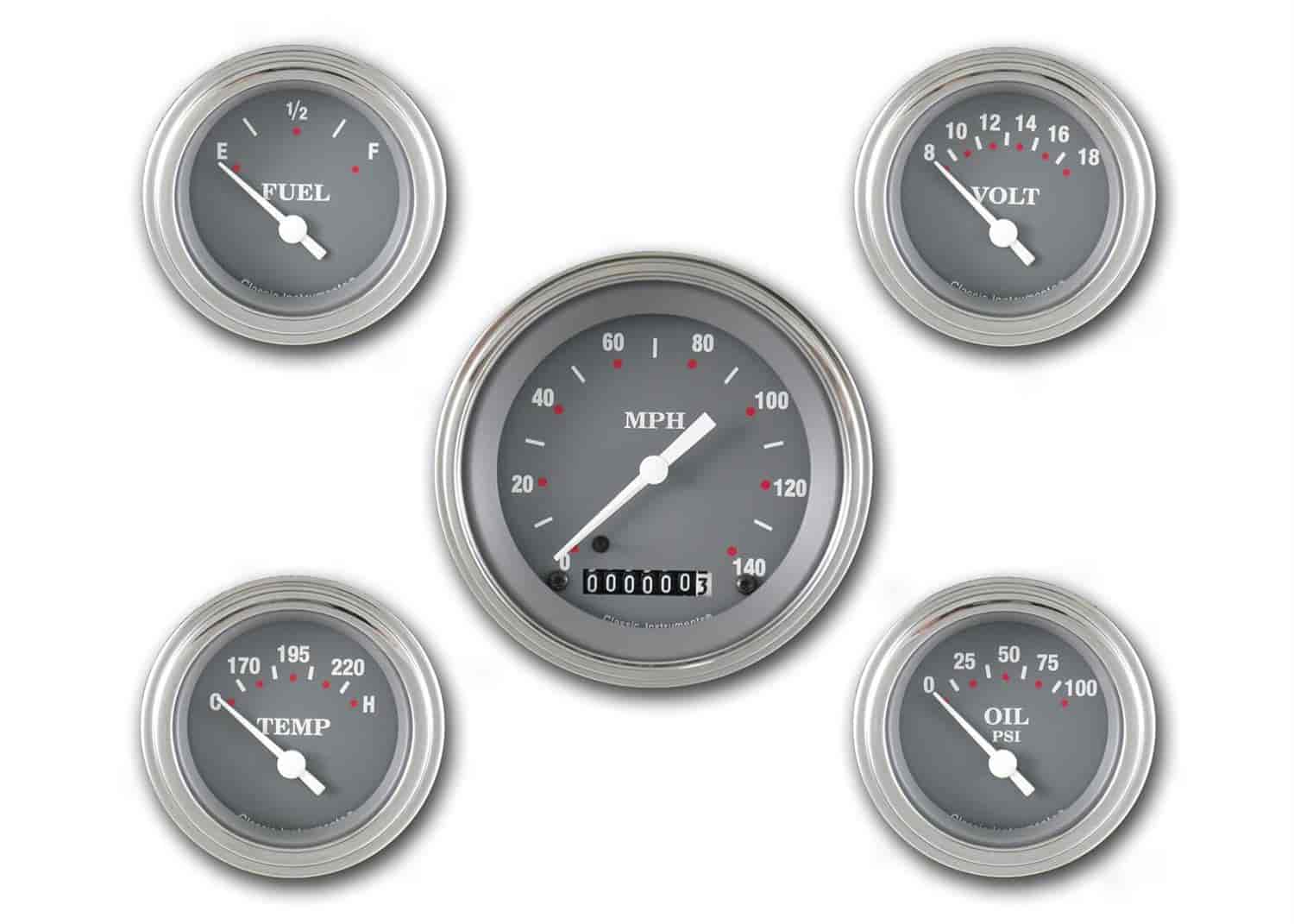 SG Series 5-Gauge Set 3-3/8" Electrical Speedometer (140 mph)