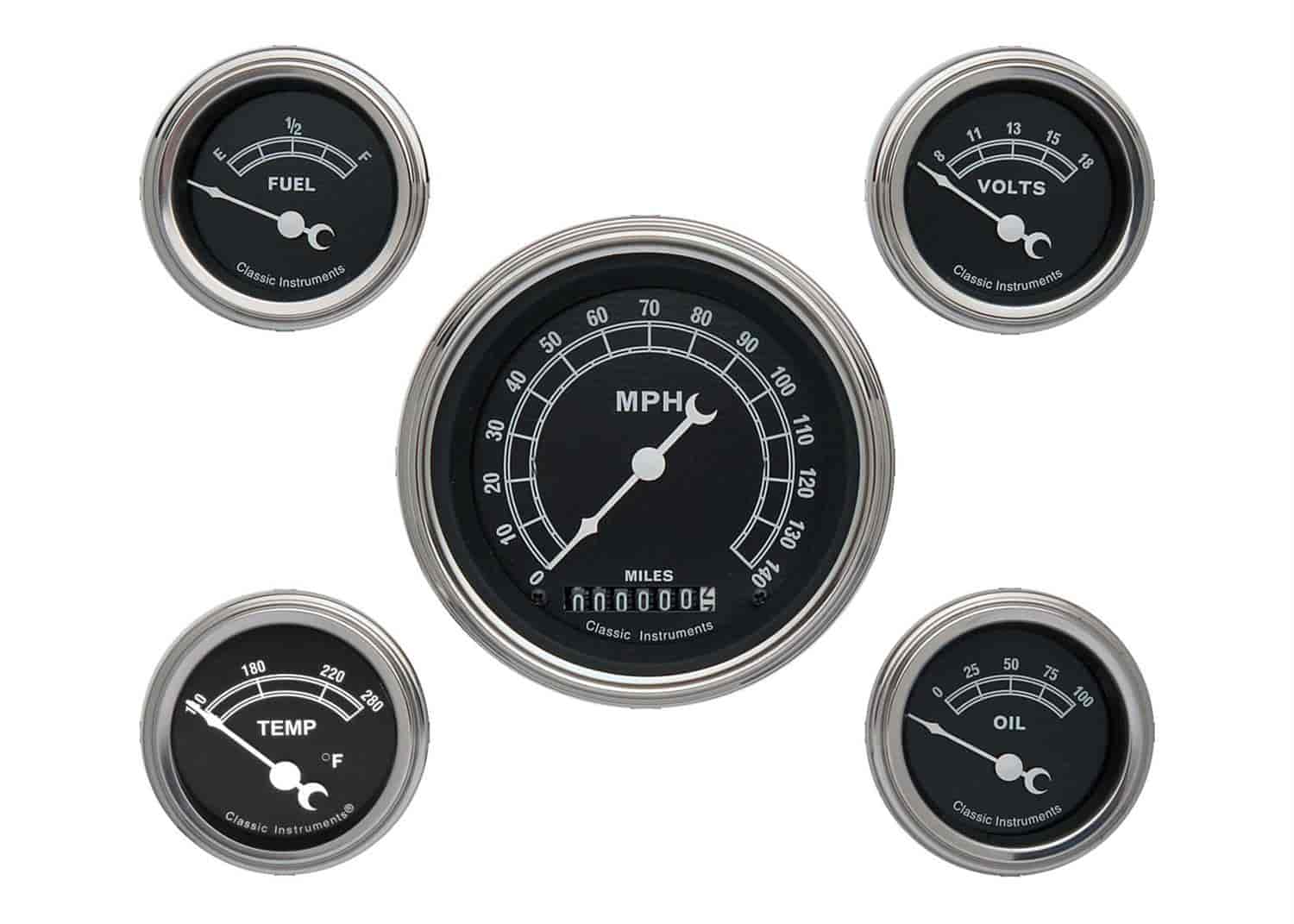 Traditional Series 5-Gauge Set 3-3/8" Electrical Speedometer (140 mph)