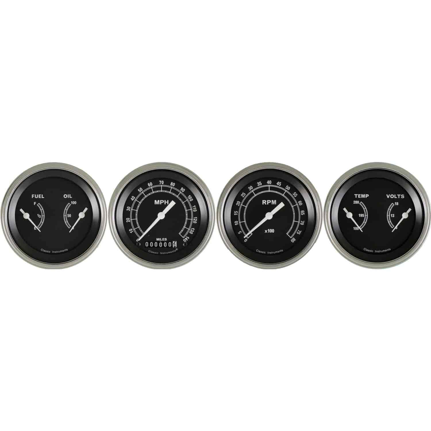 Traditional Series 4-Gauge Set 3-3/8" Electrical Speedometer (140 mph)