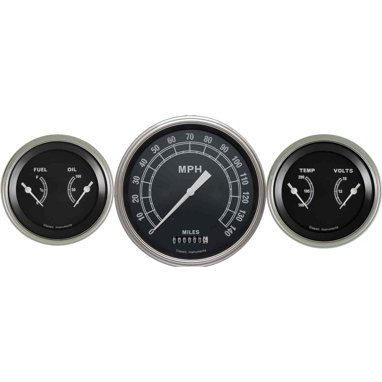 Traditional Series 3-Gauge Set 4-5/8" Electrical Speedometer (140 mph)