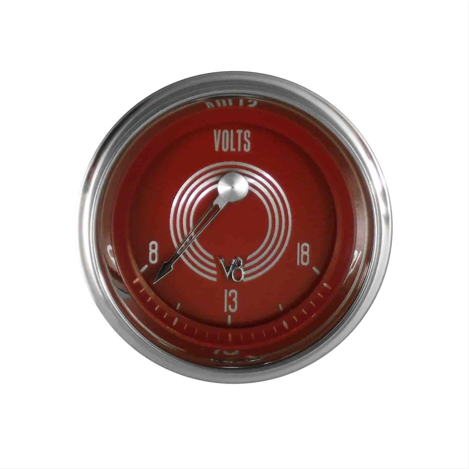 V8 Red Steelie Series Voltmeter 2-1/8
