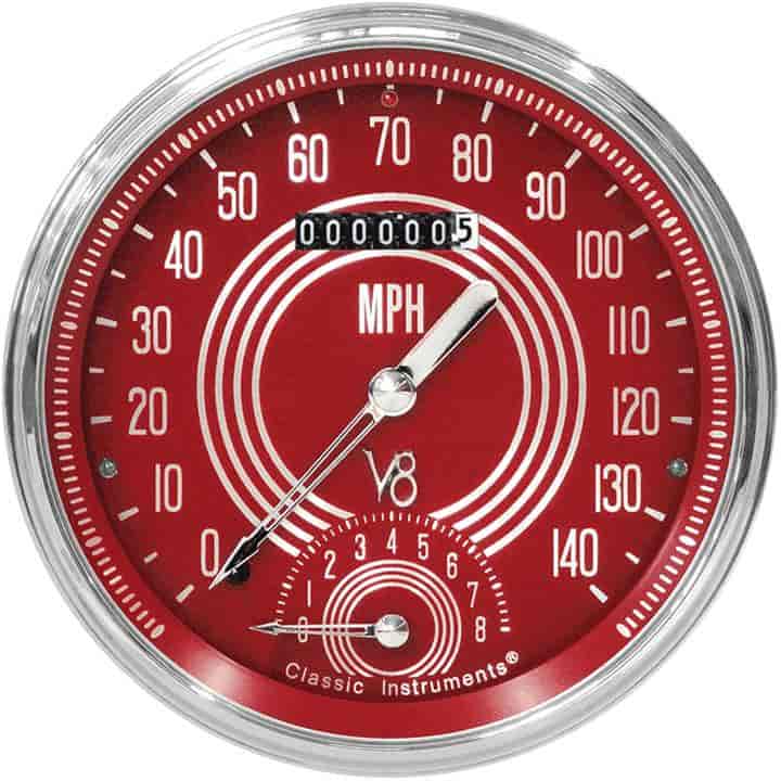 Speedtachular Speedometer/Tachometer Combo V8 Red Steelie Style