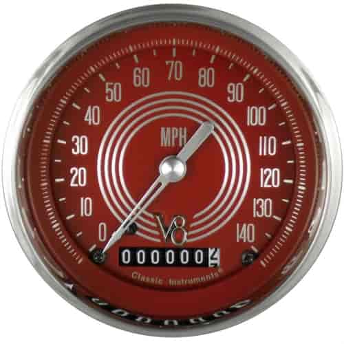 V8 Red Steelie Series Speedometer 3-3/8" Electrical