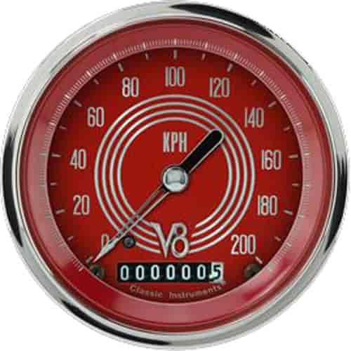 V8 Red Steelie Series Speedometer 3-3/8" Electrical