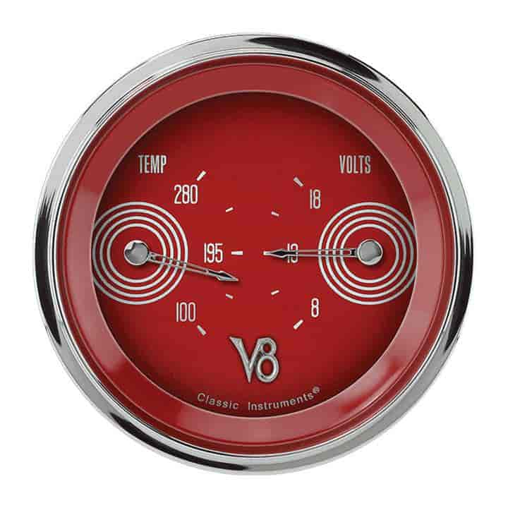 V8 Red Steelie Series Dual Gauge 3-3/8" Electrical Includes: