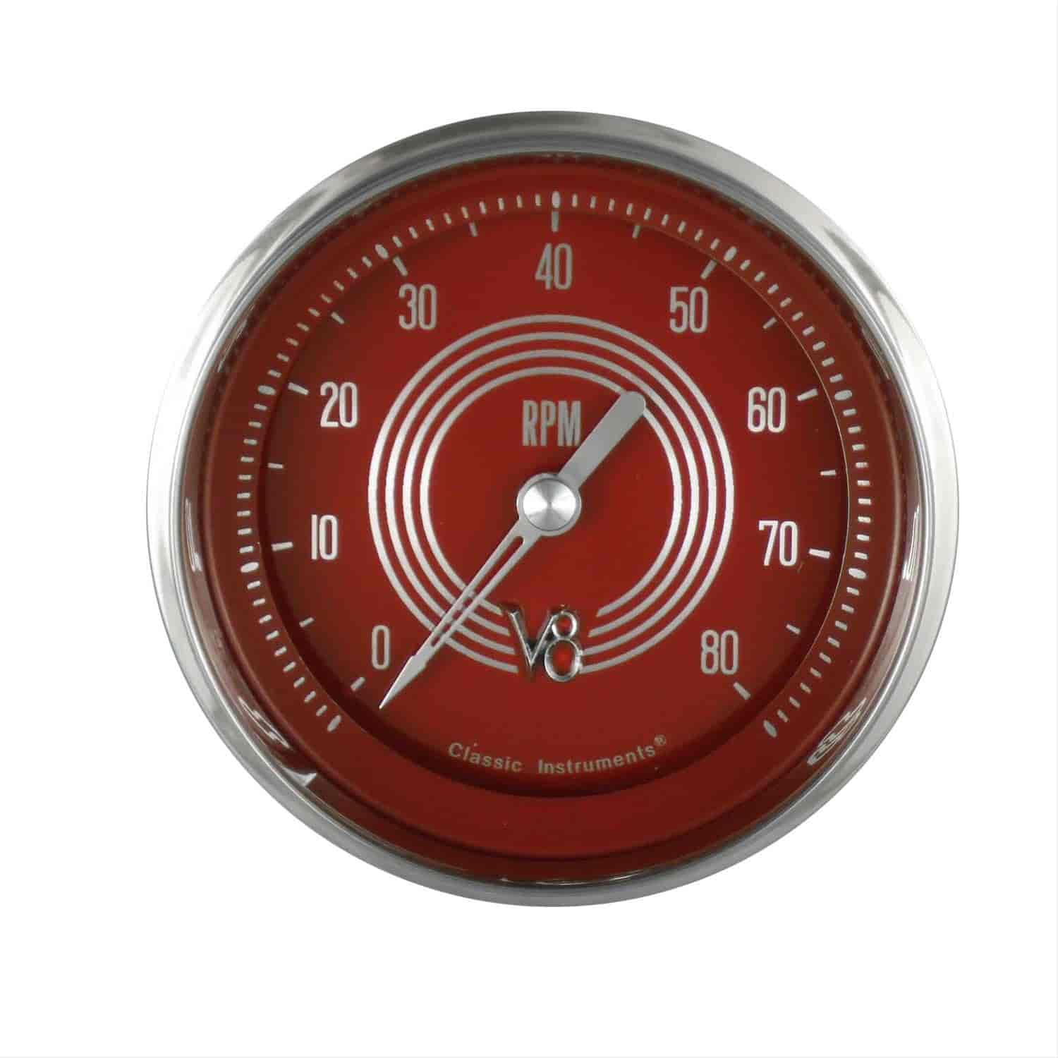 V8 Red Steelie Series Tachometer 3-3/8" Electrical