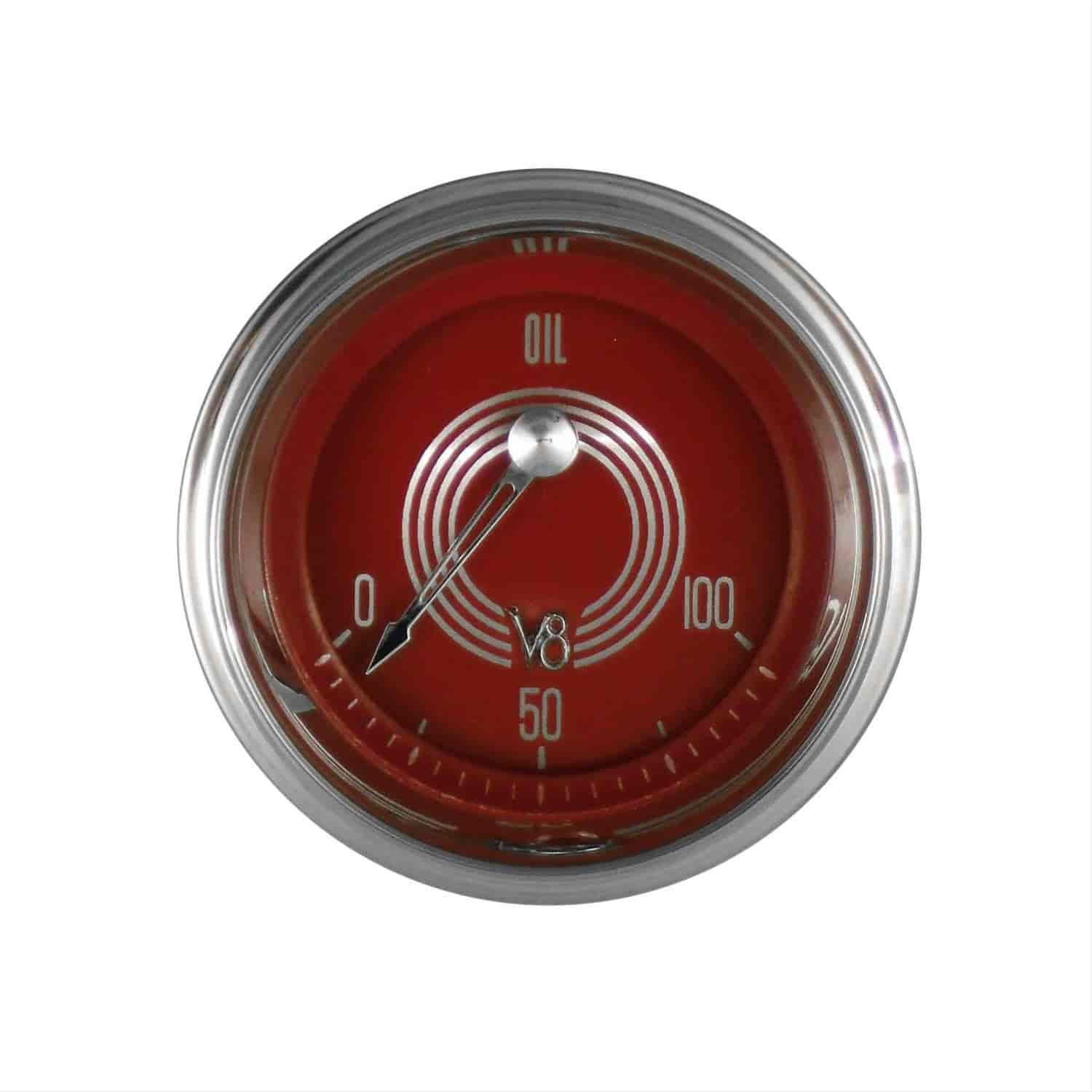 V8 Red Steelie Series Oil Pressure Gauge 2-1/8" Electrical