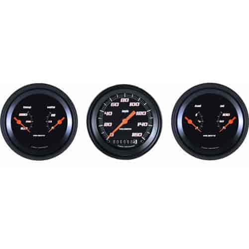 Velocity Black Series 3-Gauge Set 3-3/8" Electrical Speedometer (160 mph)
