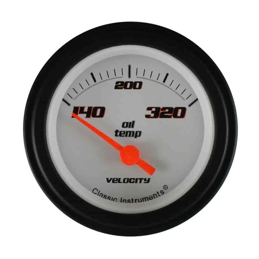 Velocity Series White Oil Temperature Gauge 2-1/8" Electrical