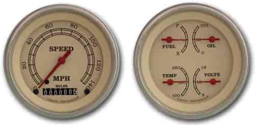 Vintage Series 2-Gauge Set 3-3/8" Electrical Speedometer (140 mph)