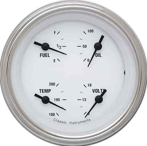 White Hot Series Quad Gauge 3-3/8" Electrical Includes: